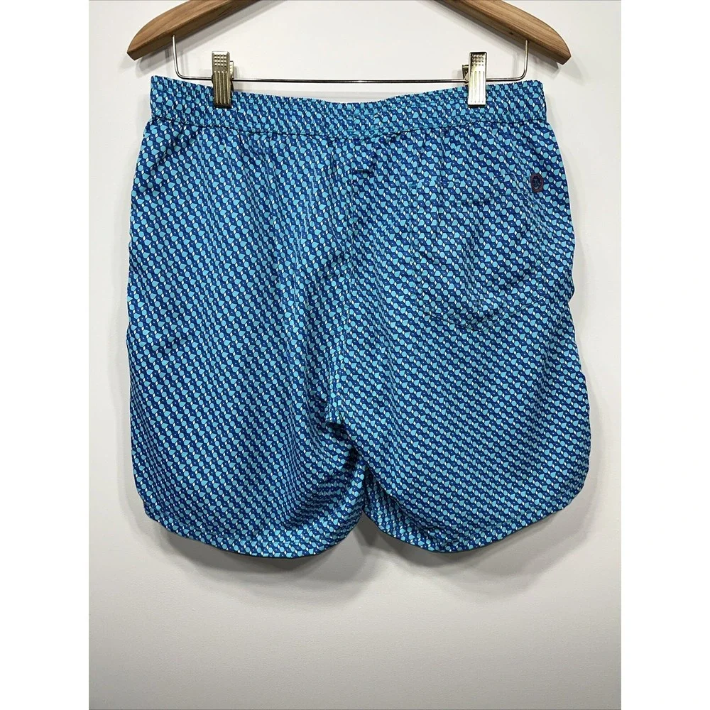 Mr. Swim Men's Large 100% Nylon Blue/Turquoise 3D Boxes Swim Beach Board Shorts